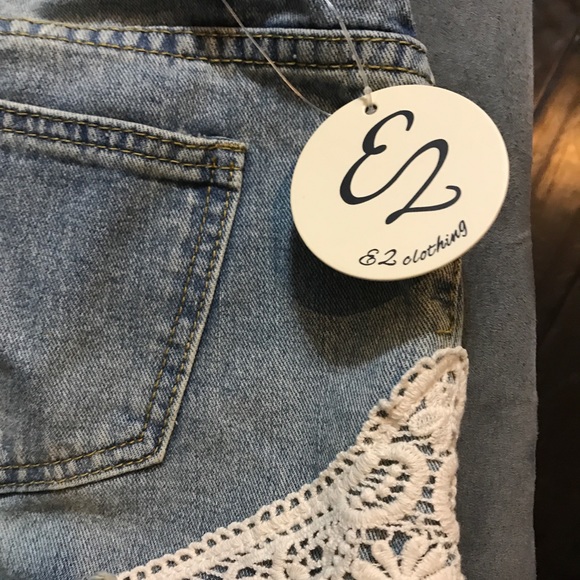 Brand New size L jean shorts with lace - Picture 2 of 3